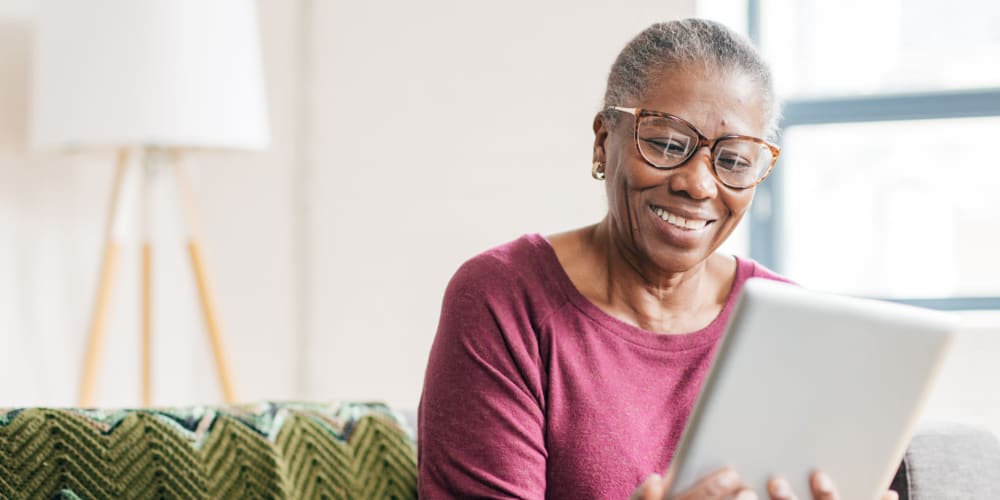 A resident using the LifeShare program at Arlington Place of Pocahontas in Pocahontas, Iowa