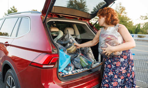 Resident after shopping near at Alexander Pointe Apartments in Maineville, Ohio