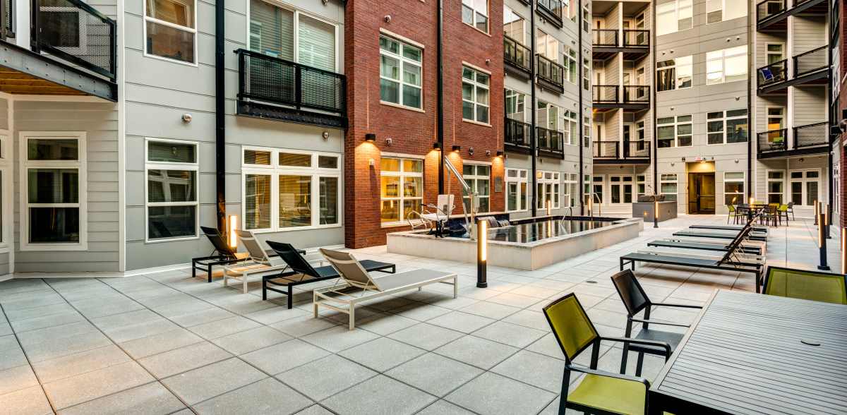 Pool patio at Attain Downtown, Norfolk, Virginia