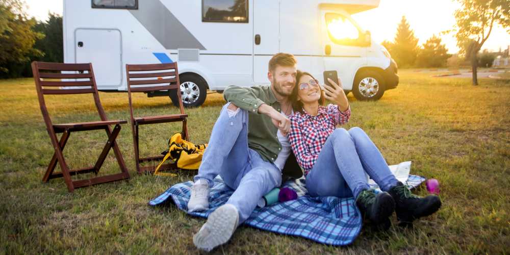 Resident couple having fun in RV at Springfield RV and Boat Storage in Springfield, Oregon