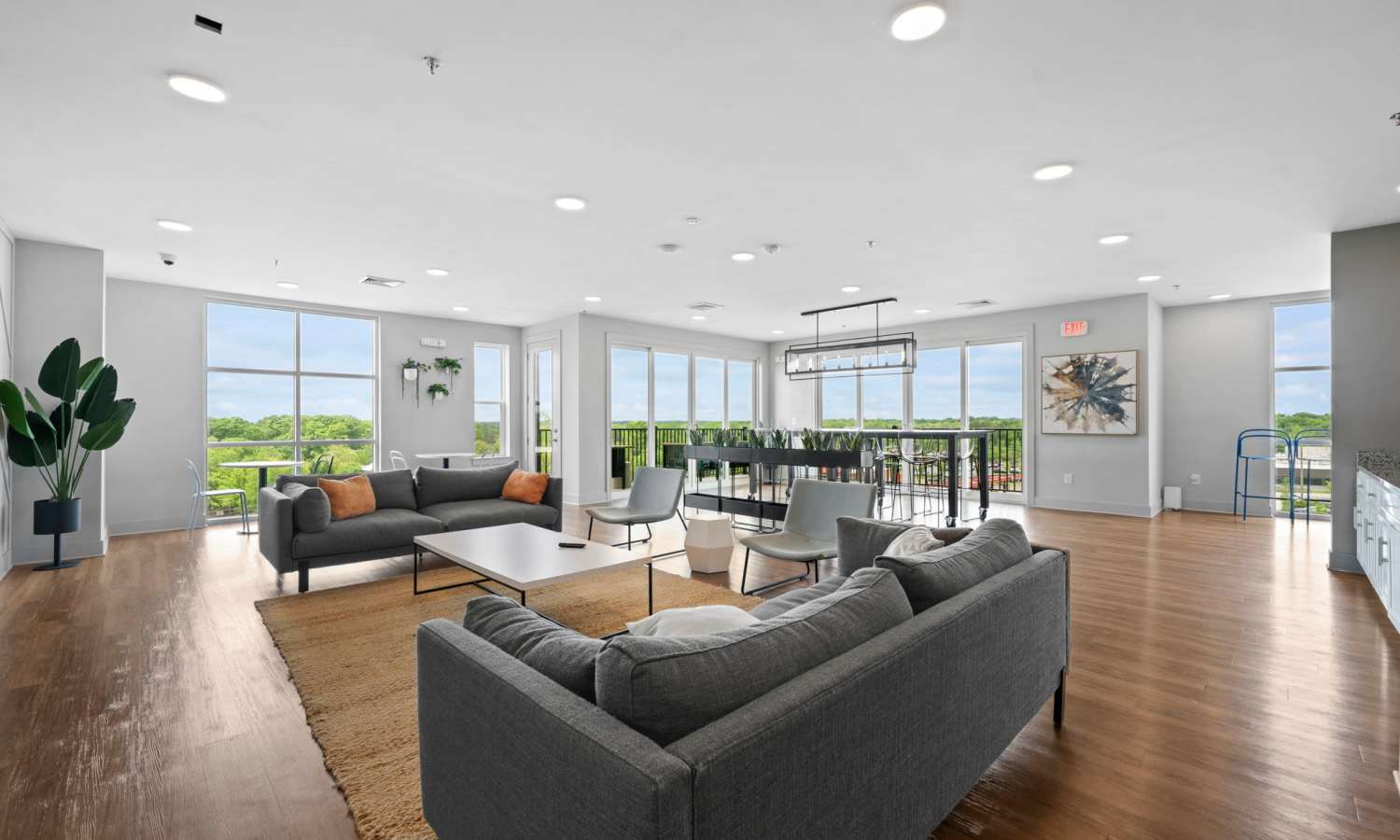 Community clubhouse with large windows at The Rise at Regency in Henrico, Virginia