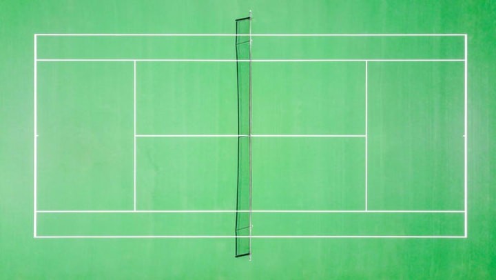 Top view of green tennis court