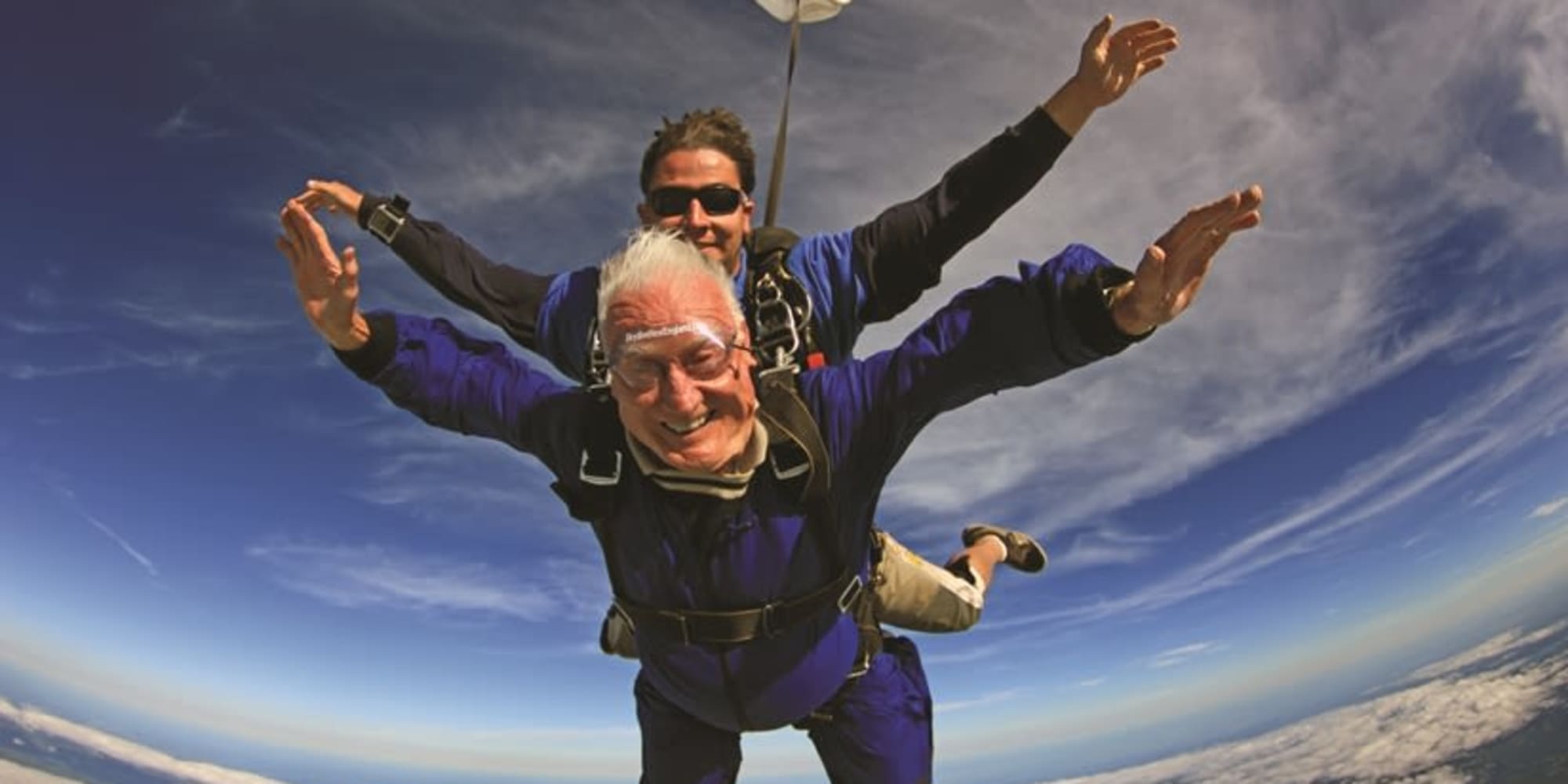 A resident from Estrella Estates Gracious Retirement Living in Goodyear, Arizona sky diving