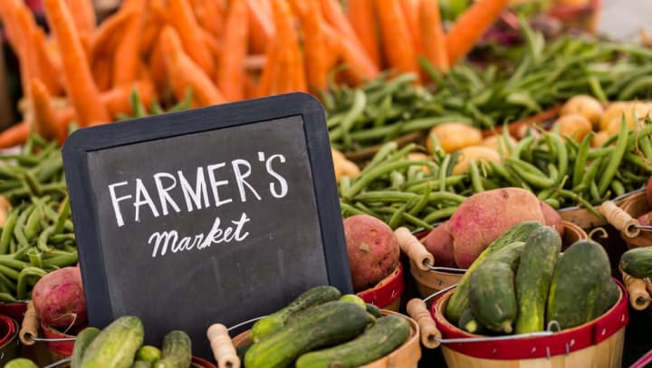 Fresh produce shown at the local farmers market near Olympus Steelyard in Chandler, Arizona. 