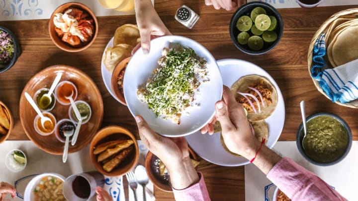 Table of assorted Mexican foods