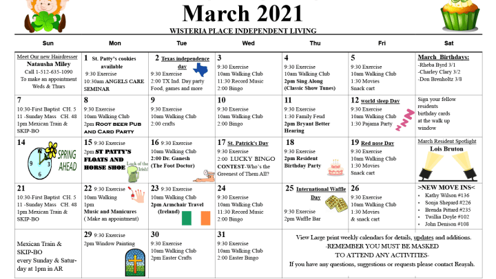 March Calendar at {{location_name}} in {{location_city}}, {{location_state_name}}