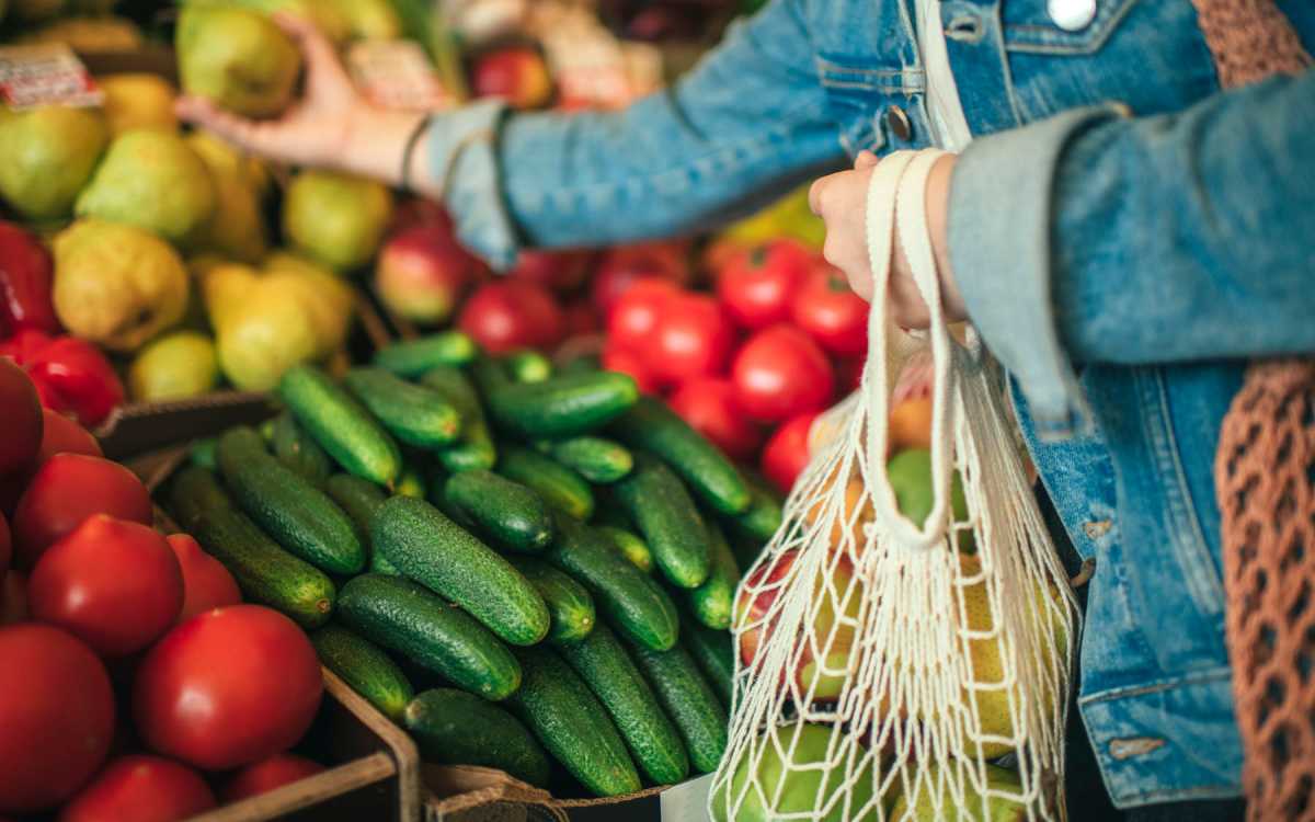 Resident grocery shopping near The Residences at Patapsco in Ellicott City, Maryland