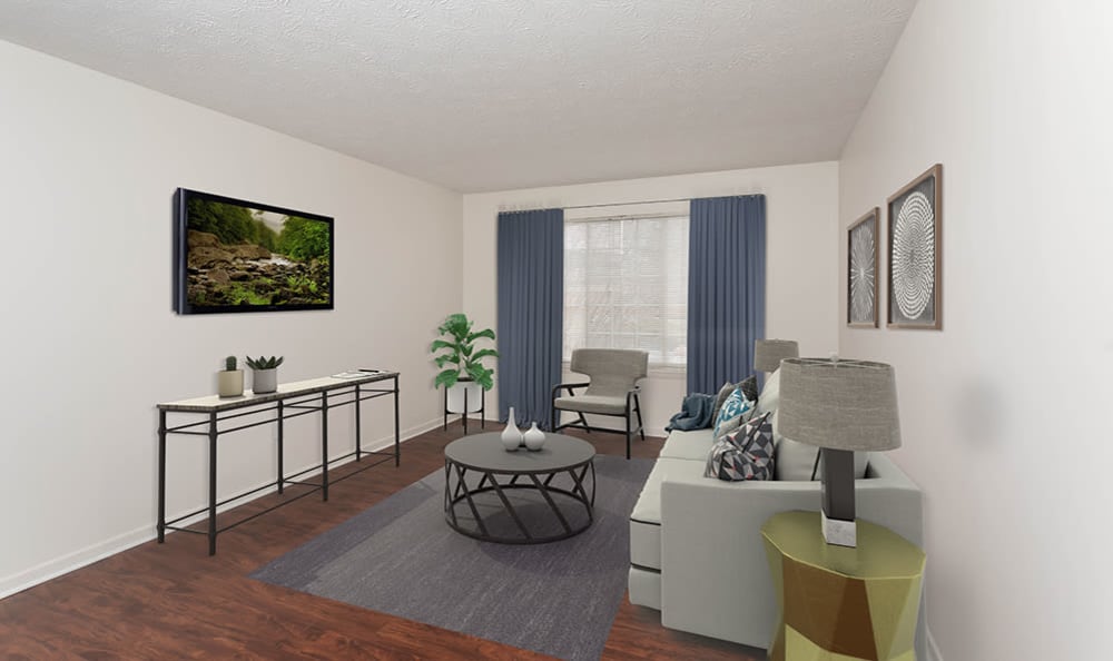Spacious Living Room at Waverlywood Apartments & Townhomes in Webster, New York