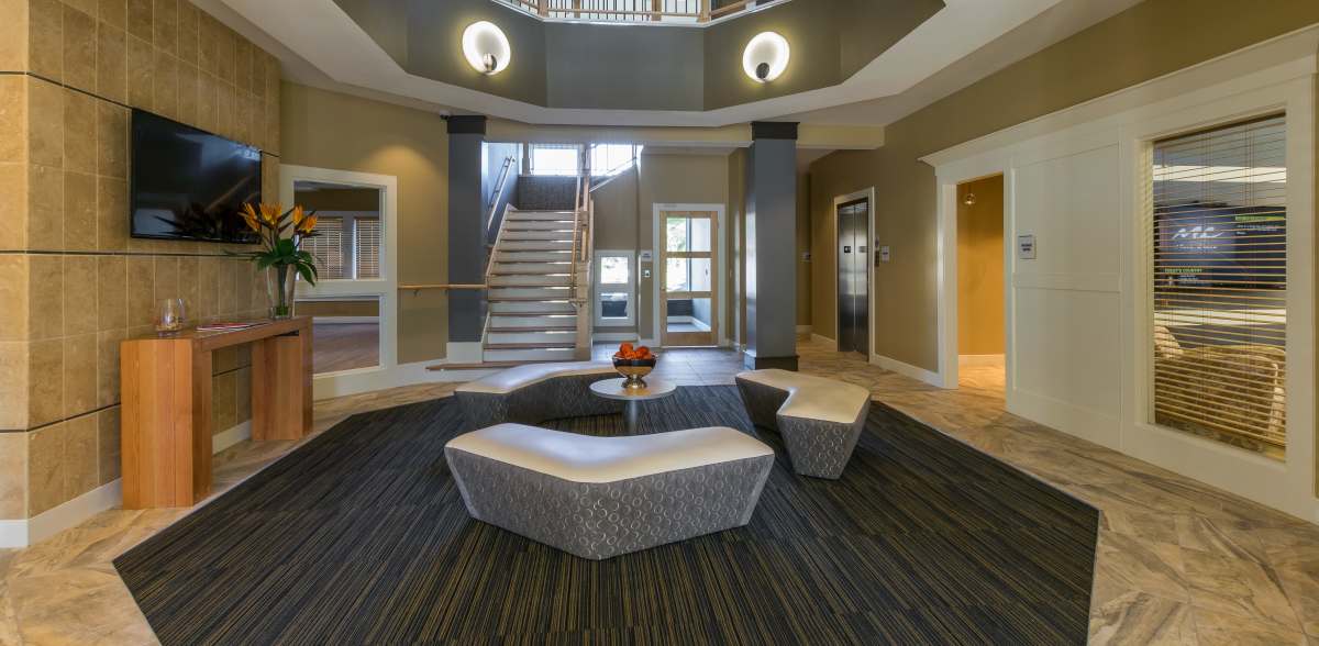 Clubhouse lobby at The Amber at Greenbrier, Chesapeake, Virginia