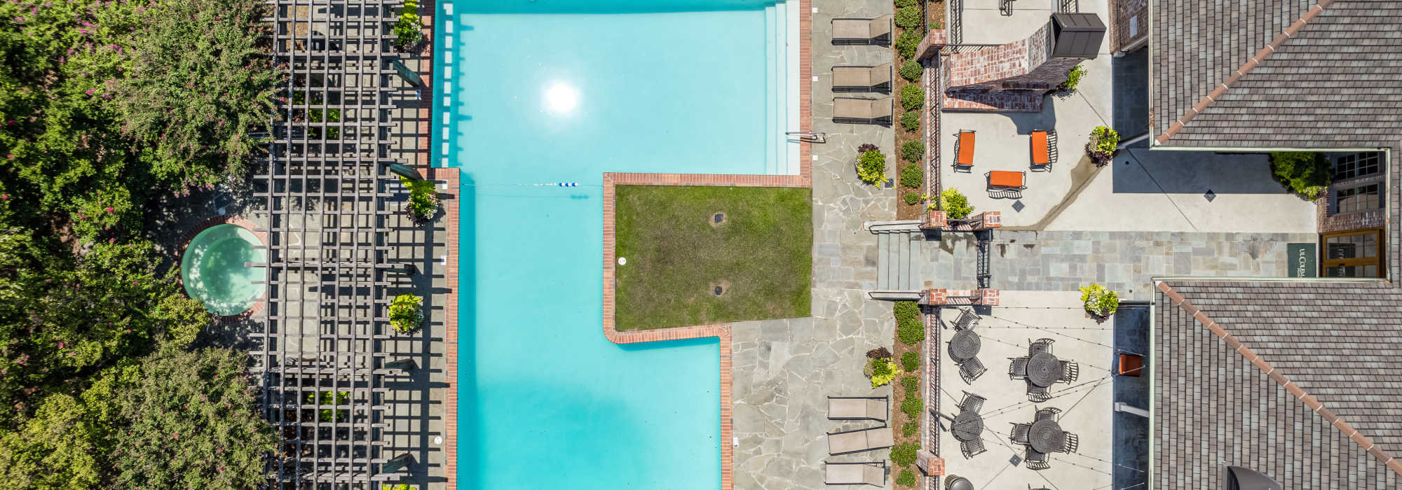 Drone shot of pool at Raintree in Shreveport, Louisiana
