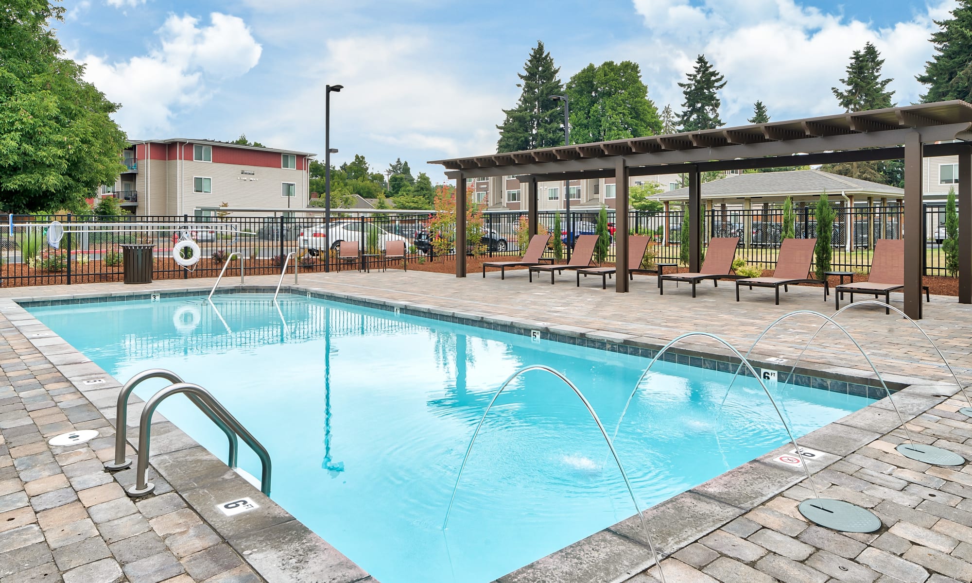 Outdoor pool at Ecco Apartments in Eugene