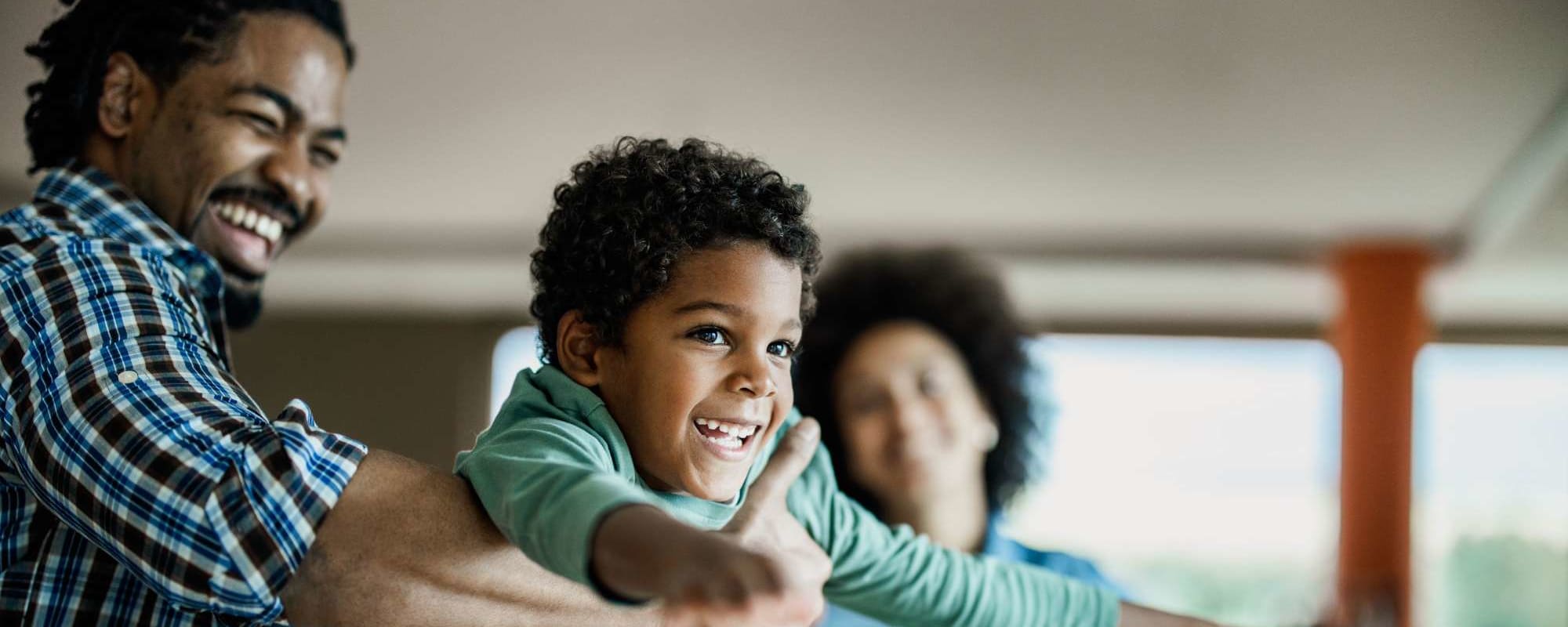 Family time for residents in their new apartment at The Linc at Cypress in Houston, Texas