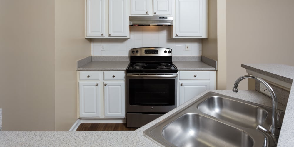 Model kitchen with stainless-steel appliances at City Harbor in Melbourne, Florida