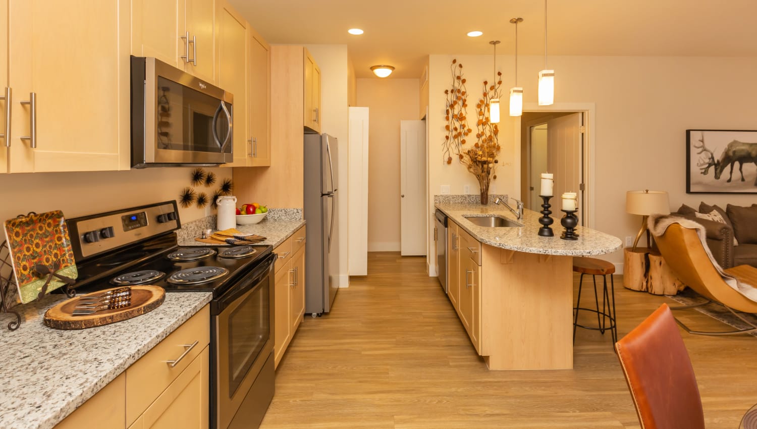 Spacious counters in the kitchens at Mountain Trail in Flagstaff, Arizona
