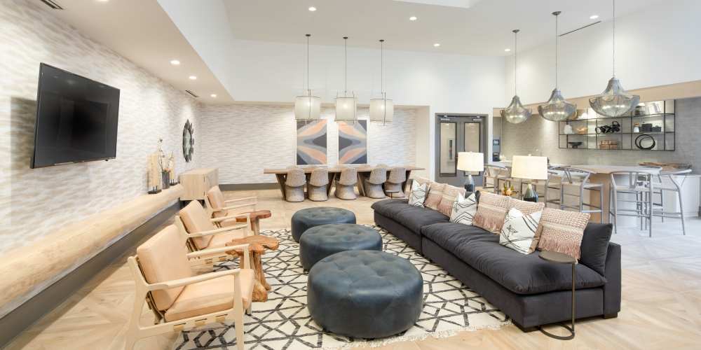 seating in clubroom at Vine North Hills in Raleigh, North Carolina