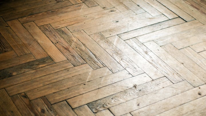 Weathered wood parquet floor