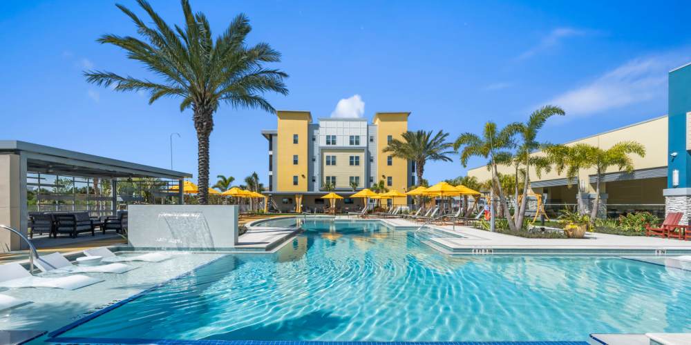 The resort-style swimming pool at Addison Square in Viera, Florida