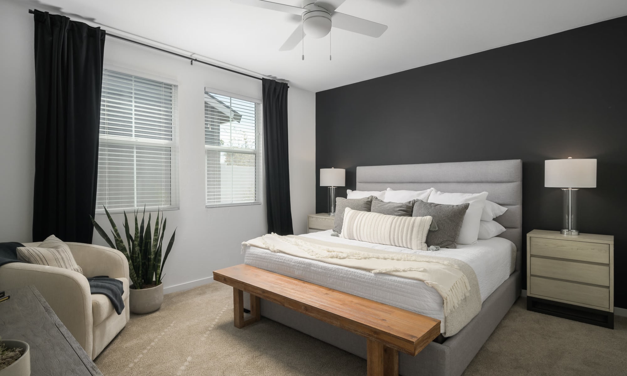 Plush carpeting in bedroom at Banyan at South Mountain in Phoenix, Arizona