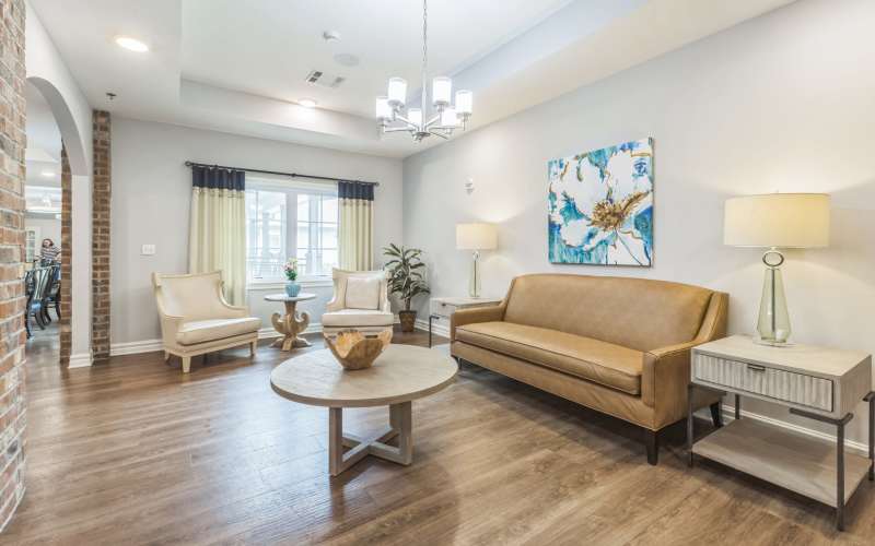 Model studio apartment bedroom at Barclay House of Baton Rouge in Baton Rouge, Louisiana