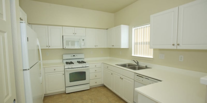 fully equipped kitchen at Wire Mountain I in Oceanside, California