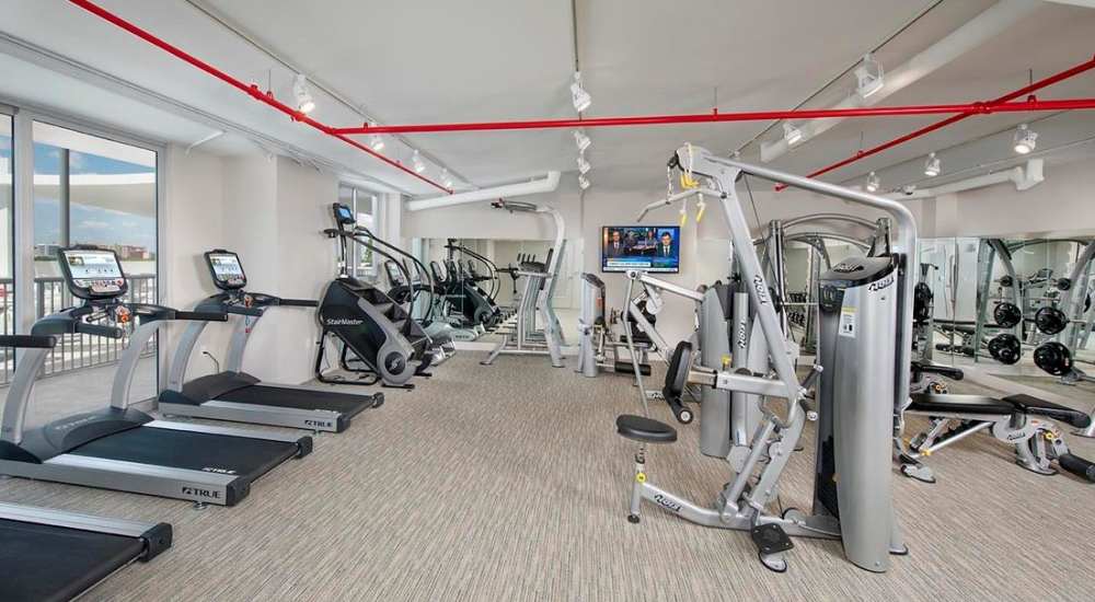 State of the art fitness center at Grove Station Tower in Miami, Florida