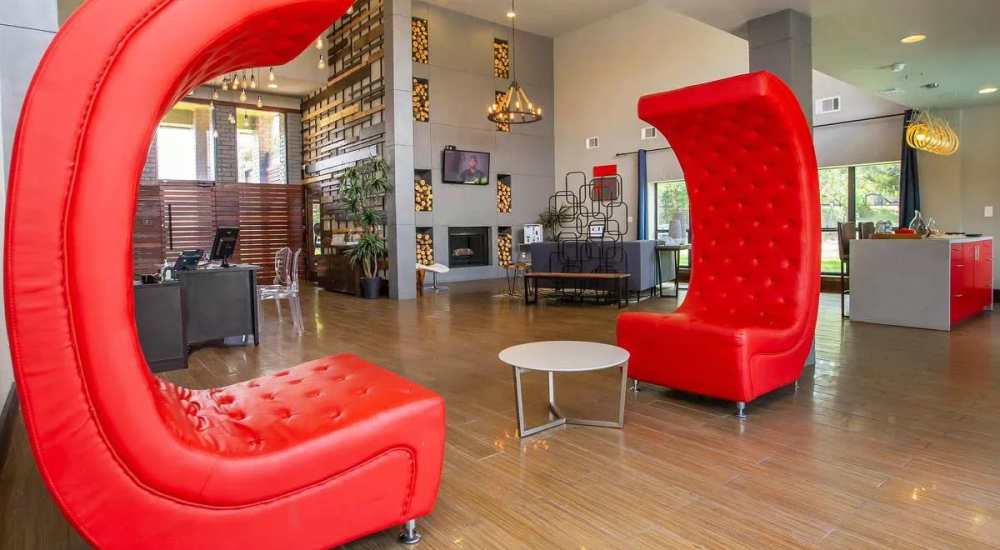 Ultra modern seating at Barcelo Apartment Homes in San Antonio, Texas