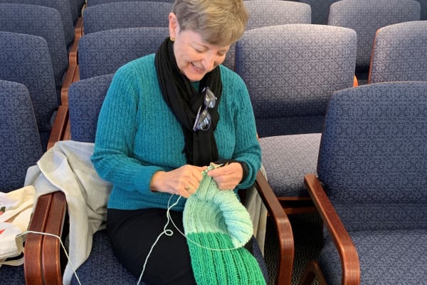 Resident knitting at The Florence Presbyterian Community in Florence, South Carolina.