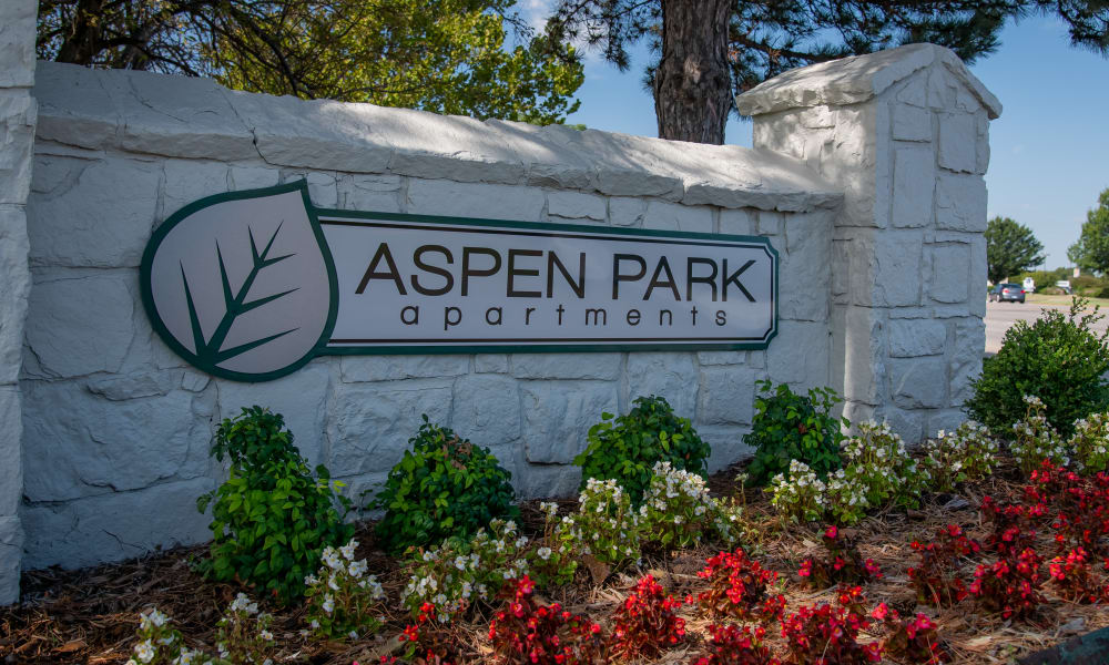 Property signage at Aspen Park Apartments in Wichita, Kansas