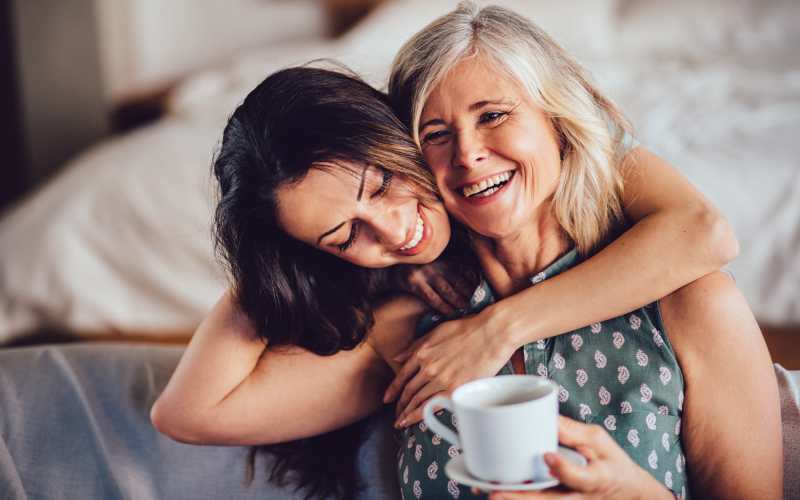 Daughter and her mother in their house at Tuscan Gardens of Venetia Bay in Venice, Florida