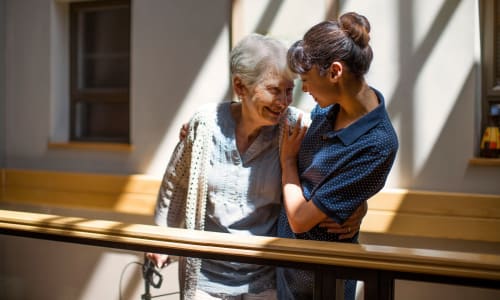 Caregiver and resident at The Blake at Carnes Crossroads in Summerville, South Carolina