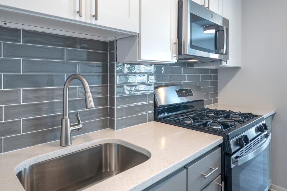 Kitchen sink and oven at Ruxton Tower in Towson, Maryland