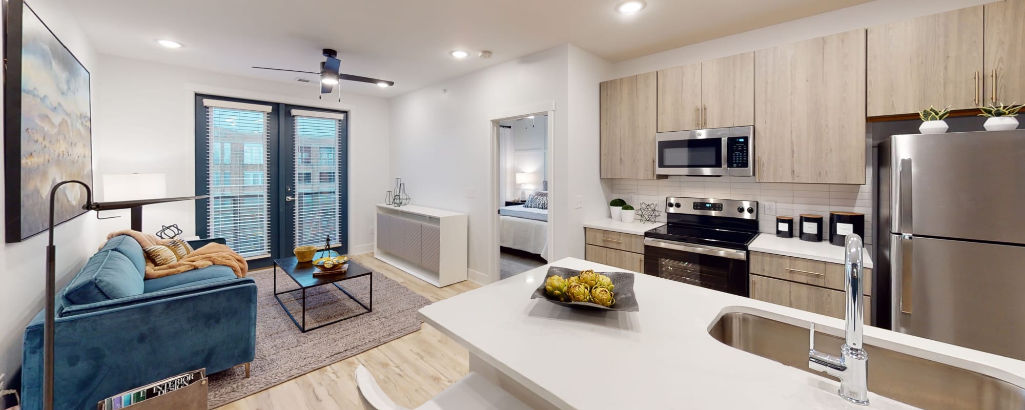 Kitchen & Living Room at Factory 52 Apartments | Brand-New Apartments in Norwood, OH