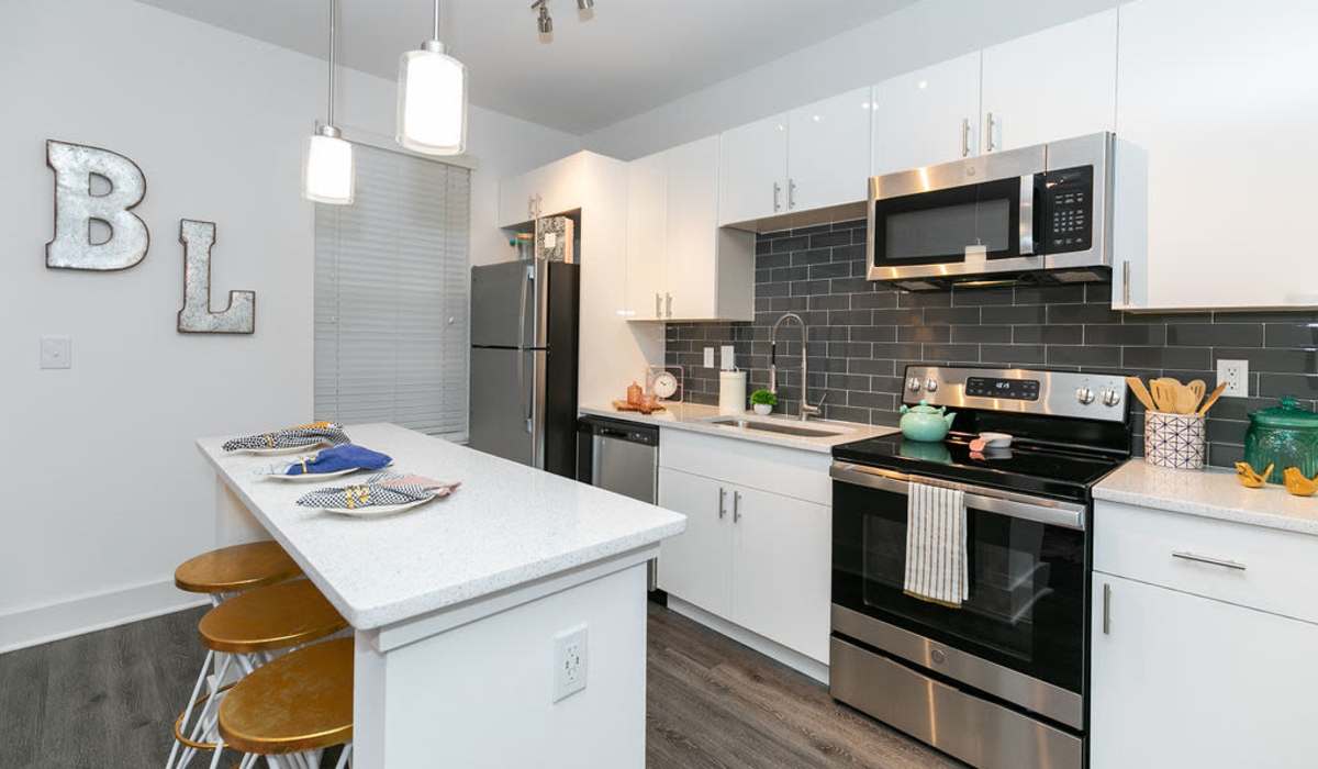 Modern kitchen at Block Lofts in Atlanta, Georgia