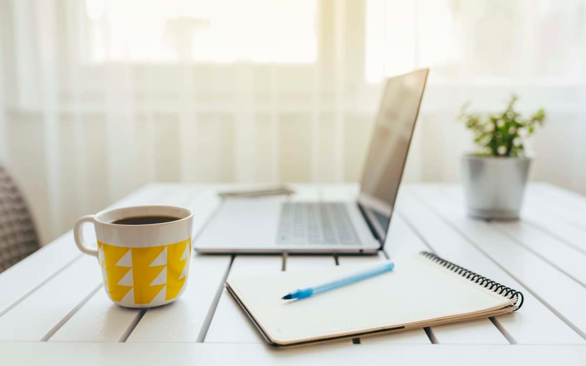Work from home station at Golden Villas in San Diego, California