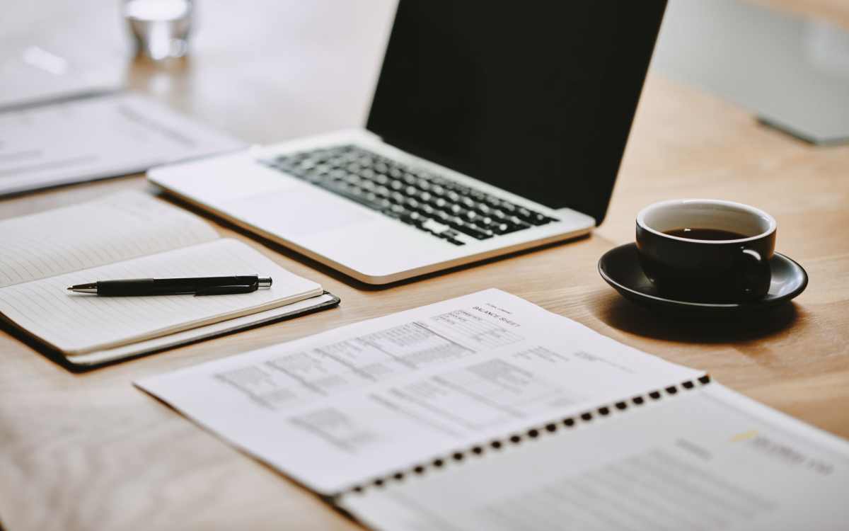 Laptop and papers at The Residences at Patapsco in Ellicott City, Maryland