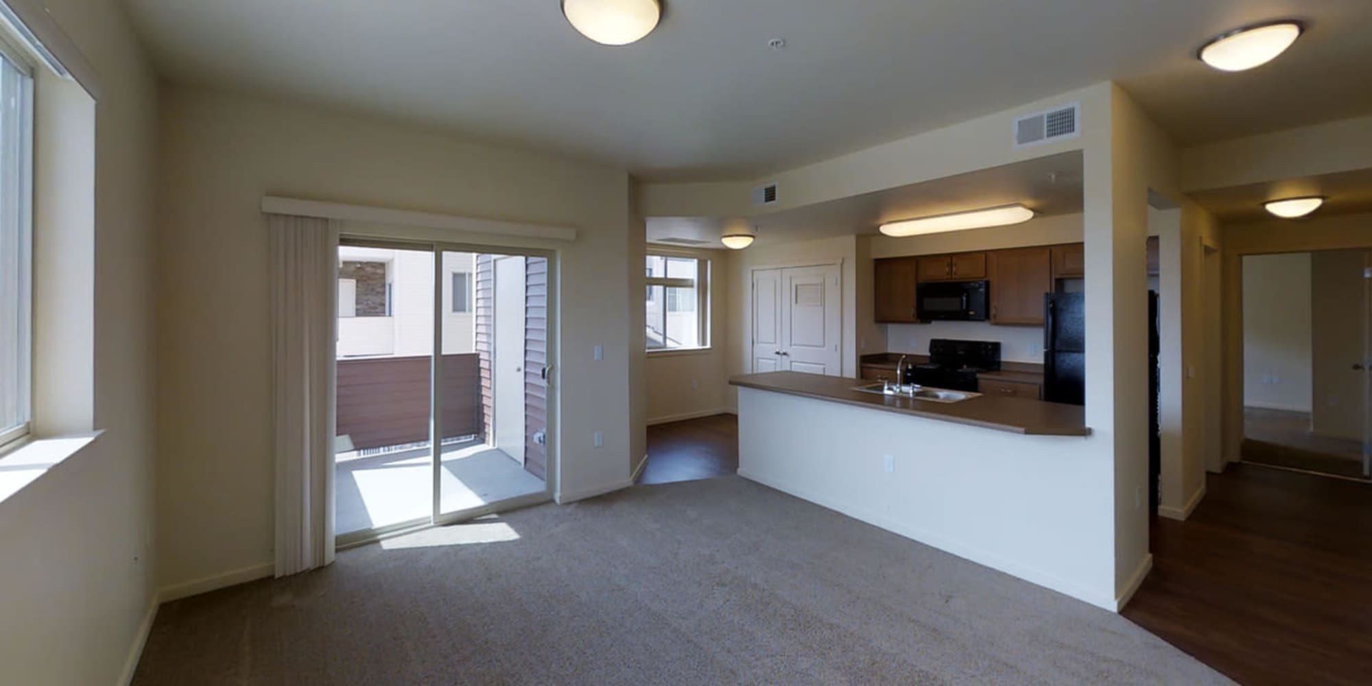 Living room and kitchen at Copper Peak in Longmont, Colorado