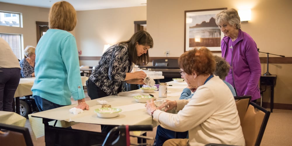 Residents crafting together at The Springs at Tanasbourne in Hillsboro, Oregon