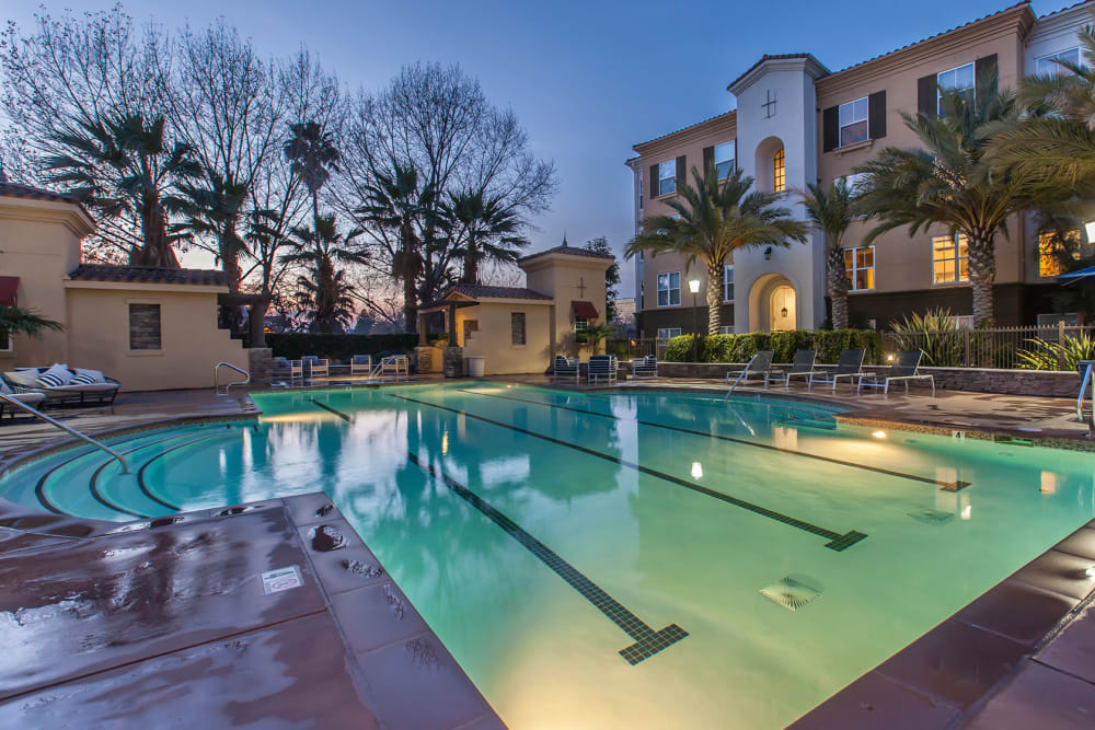 Resort-style swimming pool at Park Central in Concord, California