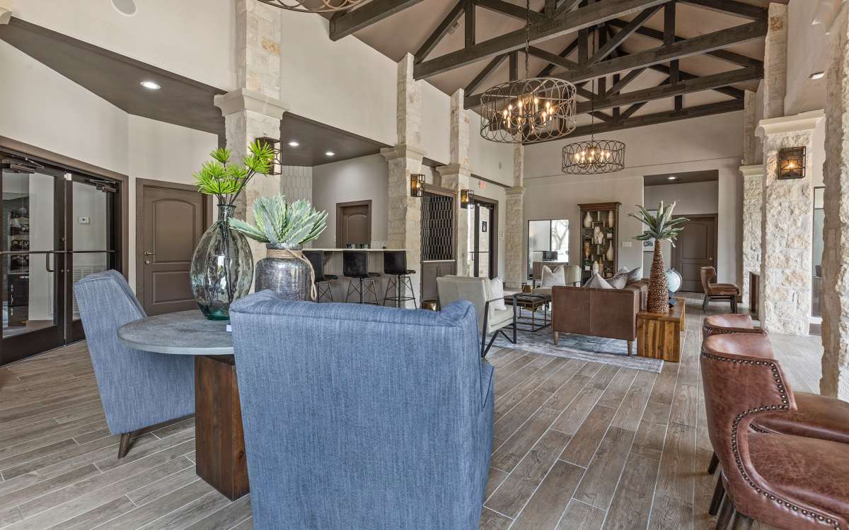Clubhouse seating at Crossroads Ranch in Houston, Texas