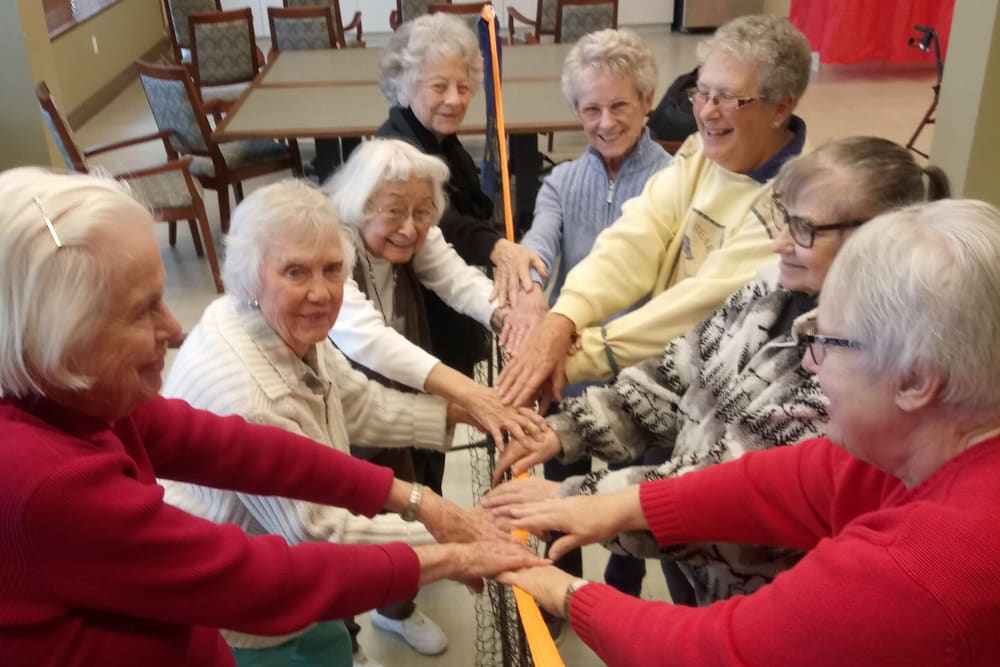 Residents playing a game at Merrill Gardens at Burien in Burien, Washington. 