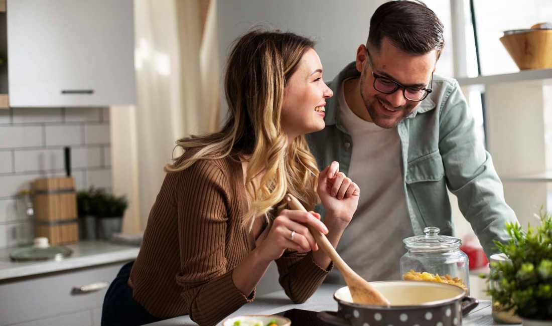 Residents in a kitchen at 2201 Wisconsin in Washington, District of Columbia
