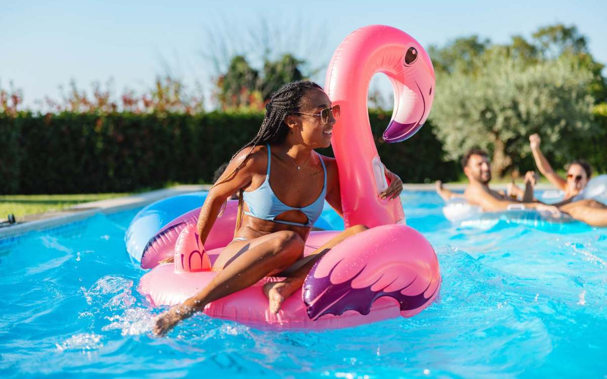 Modern swimming pool at Clipper Cove Apartments in Boynton Beach, Florida