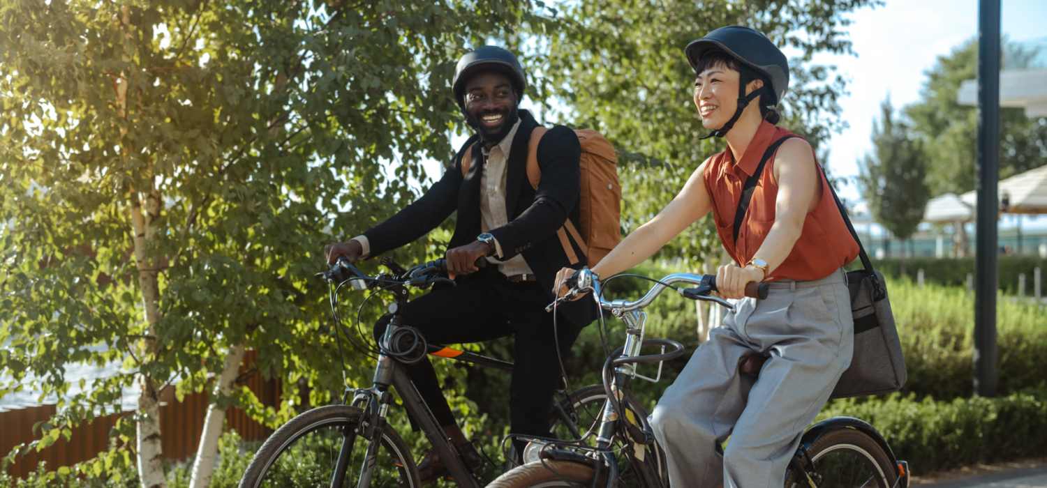 Resident friends cycling at Orchard Point in Sanford, North Carolina