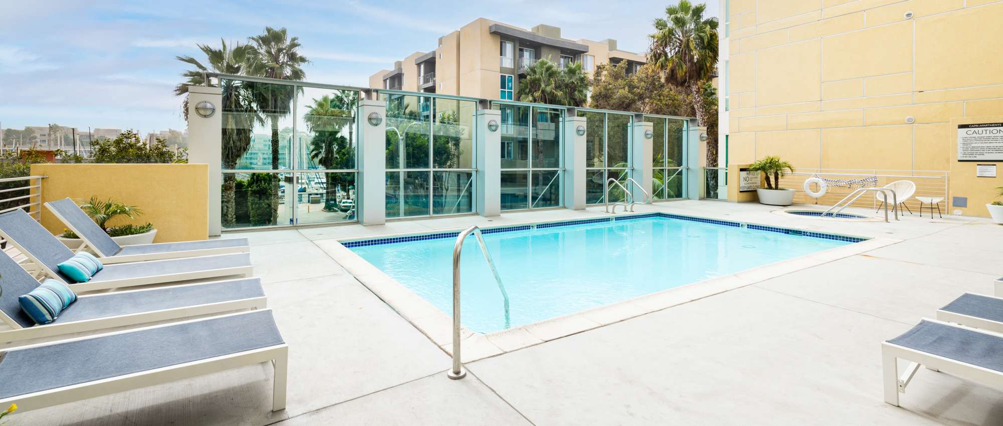 Swimming pool at Capri Apartments in Marina Del Rey, California
