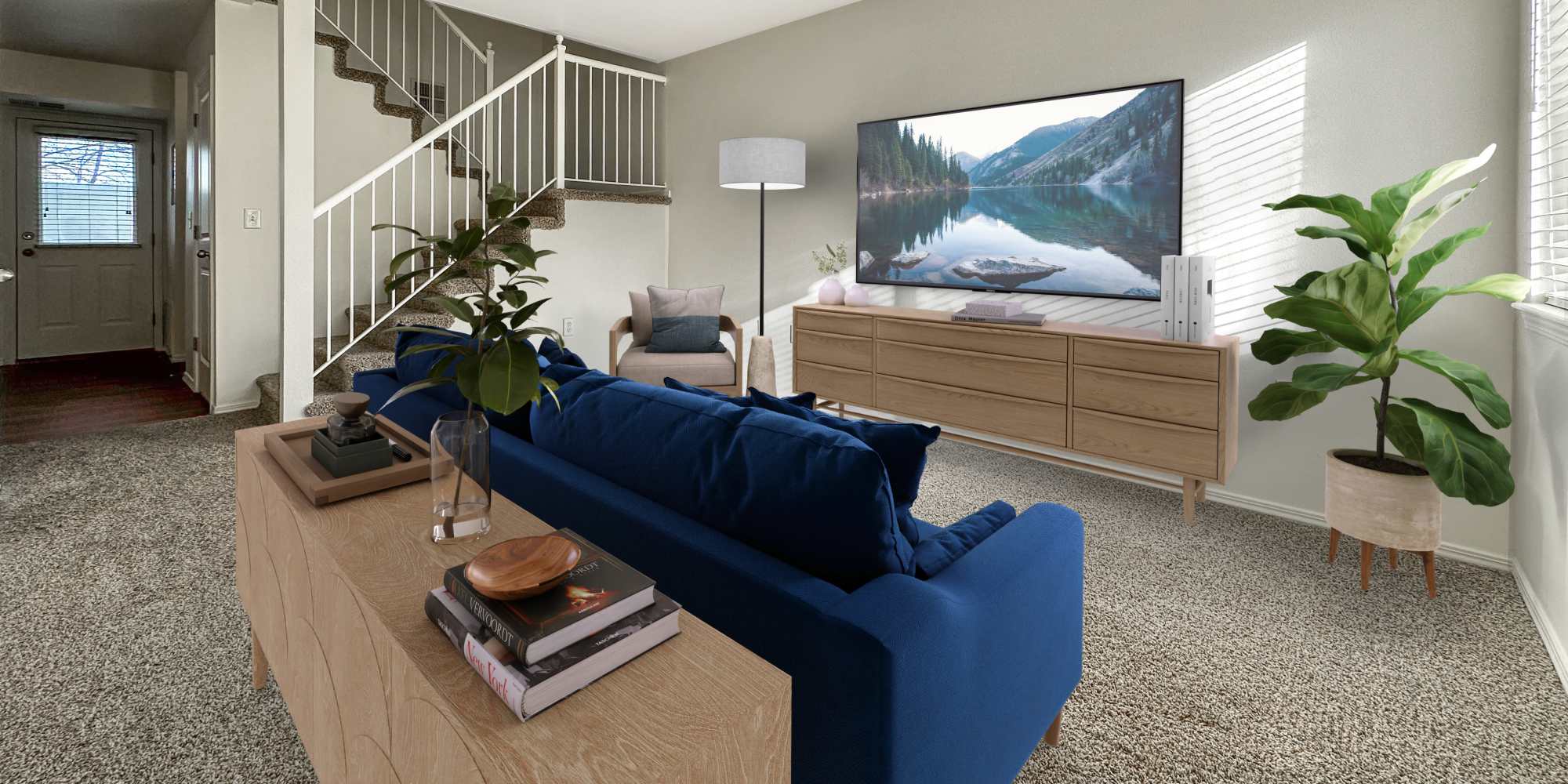 Living room of 3 BR townhome at Liberty Hill in Draper, Utah