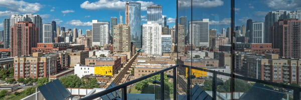 Amazing views from a private balcony at The Parker Fulton Market in Chicago, Illinois