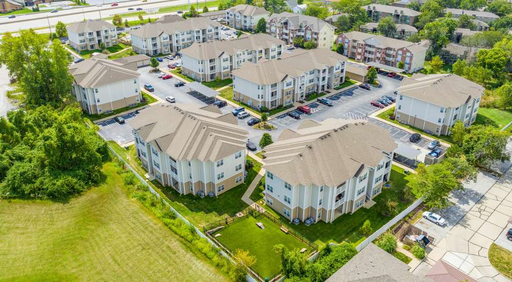 Aerial view of neighborhood at Celtic Crossing in St. Peters, Missouri