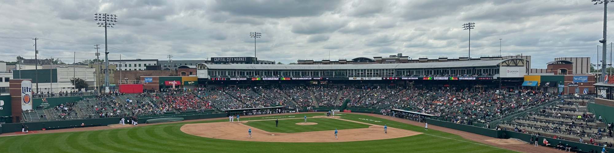stadium with attendees at Brick Row in Lansing, Michigan