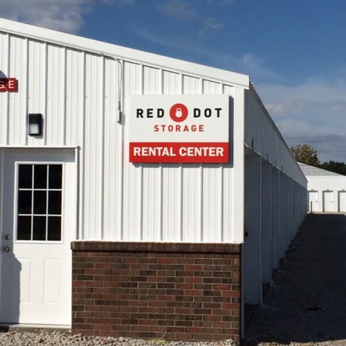 Outdoor storage units at Red Dot Storage in Evansville, Indiana