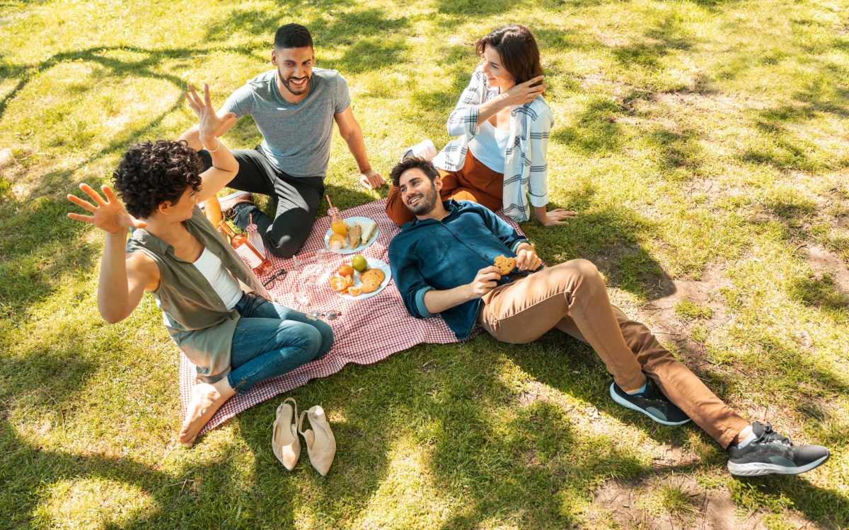 Residents having a picnic at a park near Addison Grove in Avon Park, Florida